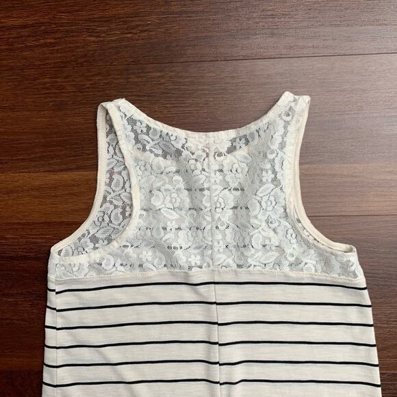 Striped Lace Trim Lace Open Back Slit Sleeveless Tank Top NWOT - Picture 8 of 12